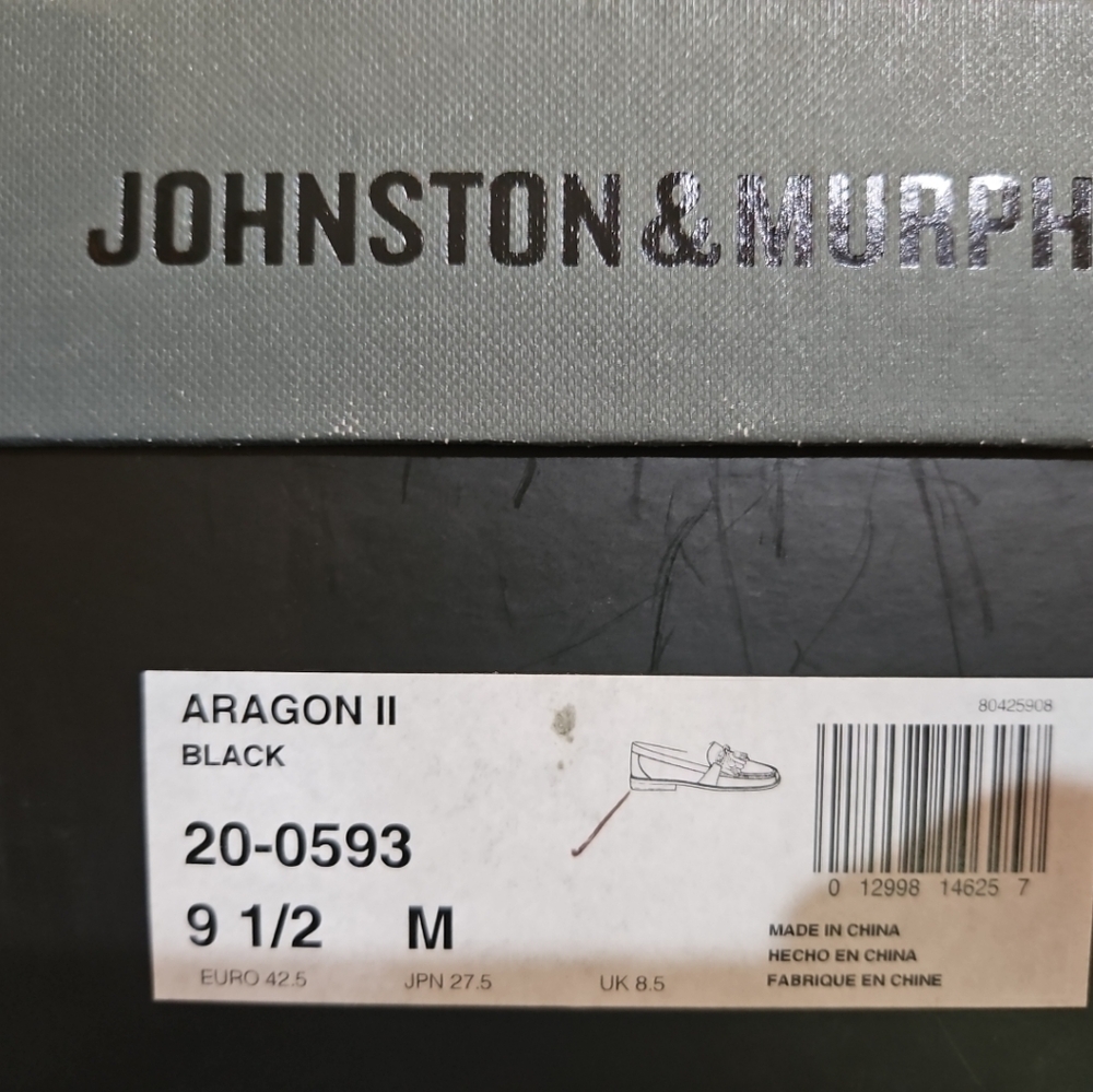 Johnston & Murphy Argon Men's shoes, size 9 1/2, Black, new in the box.